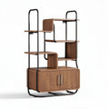 Modern bookshelf with wooden shelves and metal frame 80 x 30 x 150cm