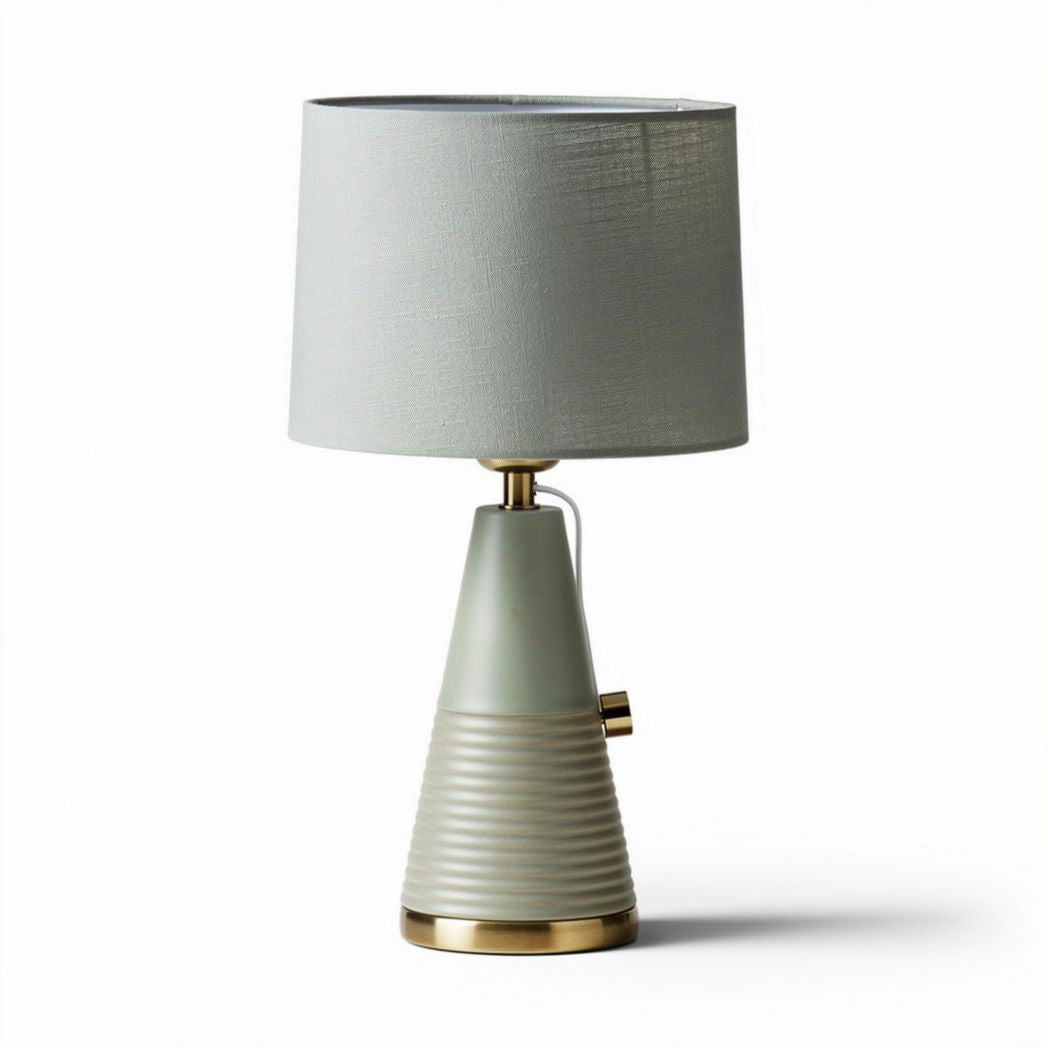 Ceramic table lamp with fabric shade in green and gold accents 30 x 30 x 50cm