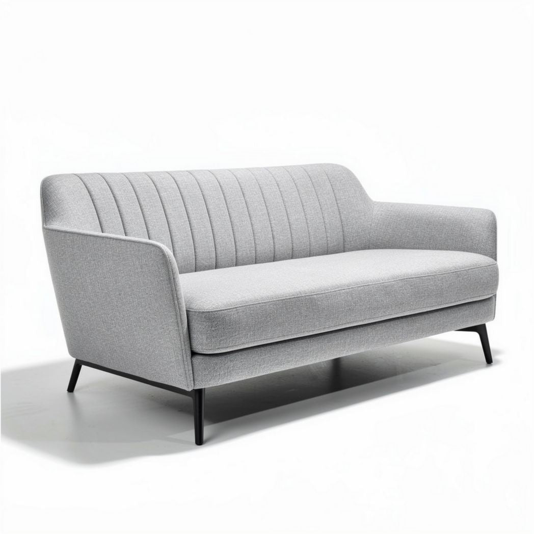 Light gray fabric sofa with streamlined design for living room 180 x 80 x 80cm