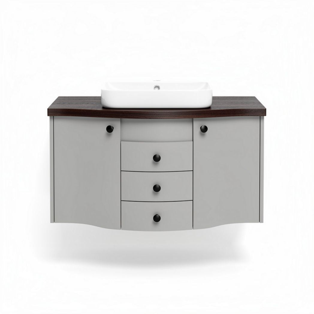 Bathroom vanity cabinet with sink in grey and brown finish 80 x 45 x 50cm