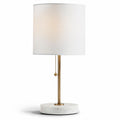 Marble base table lamp with white fabric shade and brass accents 25 x 25 x 60cm