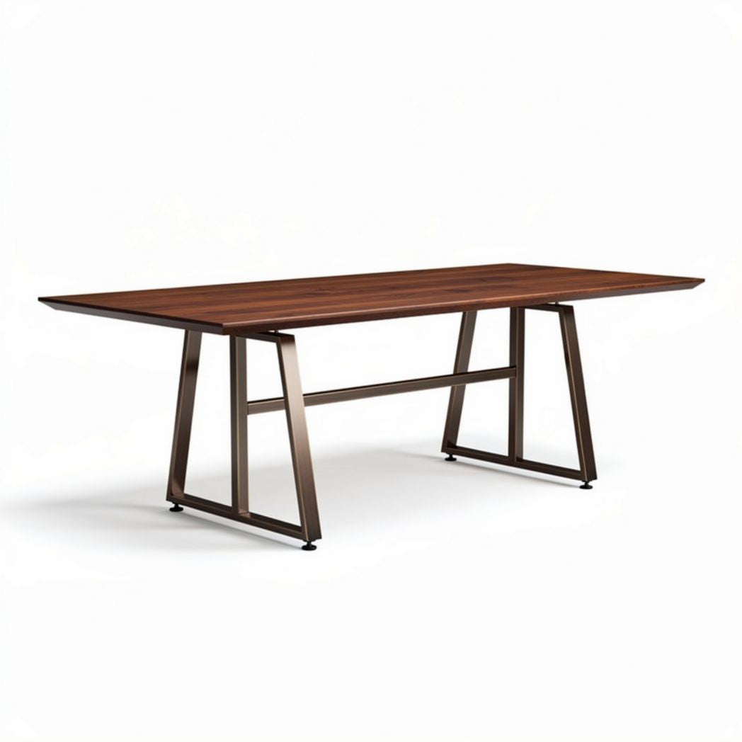 Wooden dining table with metal legs 200 x 100 x 75cm suitable for indoor use