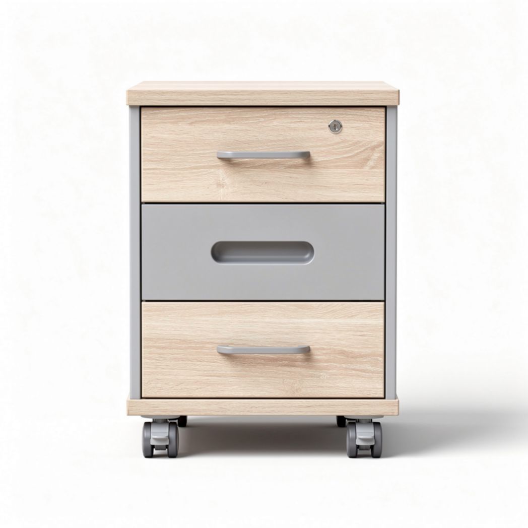 Rolling storage cart with two drawers and wooden finish 45 x 40 x 60cm