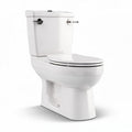 One-piece toilet ceramic construction with elongated bowl and dual flush technology