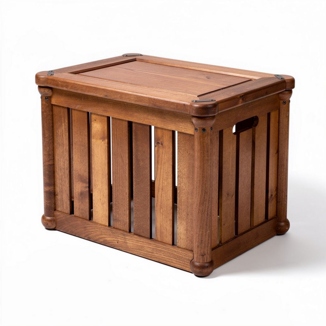 Wooden storage crate with handles for organization 60 x 40 x 30cm